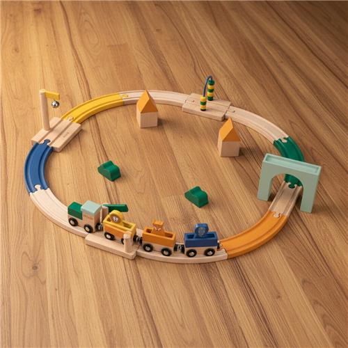 Houten treinbaan set