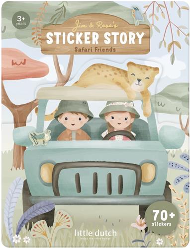 Little Dutch stickerboekje Safari - 70+ stickers met speelachtergrond - creatief speelgoed vanaf 3 jaar