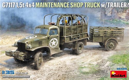 MiniArt Modelbouwpakket Auto - 35498 Chevrolet G7117 1,5 Ton 4x4 Maintenance Shop Truck met Trailer WWII - Amerikaanse Militaire Vrachtwagen Plastic - 1:35 - Modelbouw
