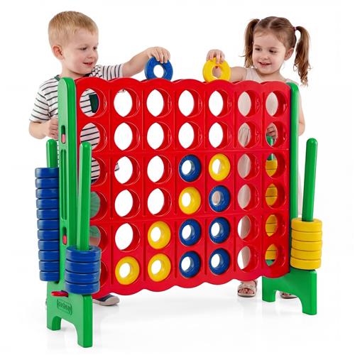 COSTWAY 4-wint spel, 4 wint speelbordsets, vier in een rij spel met 42 jumbo-ringen en schuifregelaars voor snel opnieuw starten voor kinderen en volwassenen (groen)