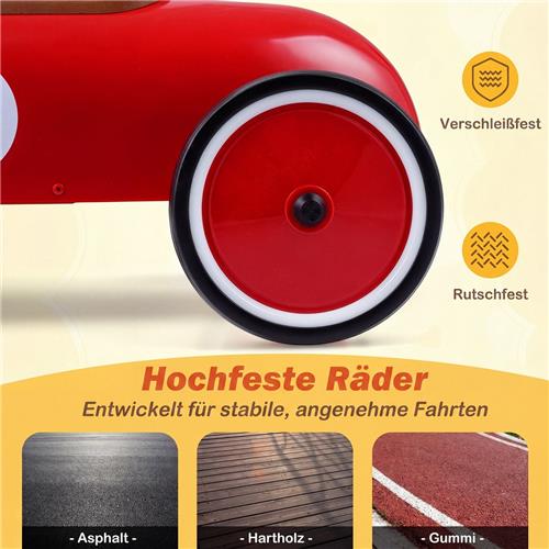 COSTWAY Rijauto van metaal voor kinderen vanaf 1 jaar (Rood) | draagbaar rijvoertuig met stuurbegrenzing, comfortabele zitting, antislipwielen, indoor/outdoor kinderauto voor jongens/meisjes