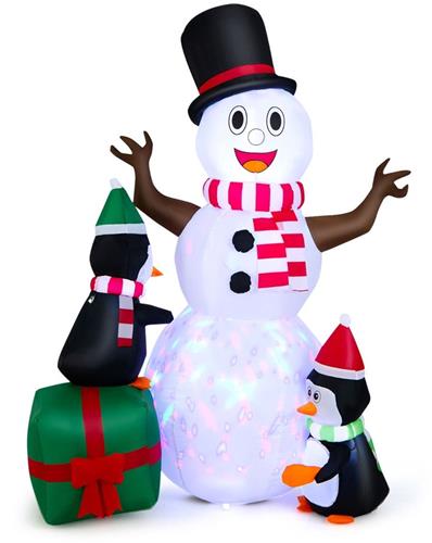 SureDealÂ® - Opblaasbare kerstfigur - Voorverlichte Sneeuwpop - PinguÃ¯ns Kerstdecoratie - 120x90x180 cm - Zoals op de afbeelding te zien is