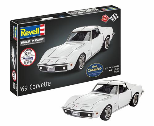 Revell Modelbouwpakket Auto - 77684 Chevrolet Corvette C3 '69 - Amerikaanse Sportauto - Starter Kit Plastic - 1:32 - Modelbouw