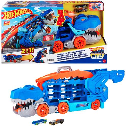 Hot Wheels City - Ultimate T-Rex Transporter - Inclusief 2 Auto's - Speelgoed vanaf 3 Jaar - Vrachtwagen - Auto - Autootjes - Hotweels - Hotwheels Premium - Racebaan