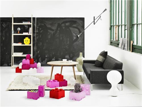 Lego Storage Brick - Rond - 12,5 cm x 12,5 cm x 18 cm - Roze