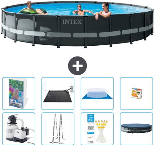 Intex Rond Ultra XTR Frame Zwembad - 610 x 122 cm - Inclusief Pomp - Ladder - Grondzeil - Afdekzeil - Solar Mat - Speelgoed - 9-delig