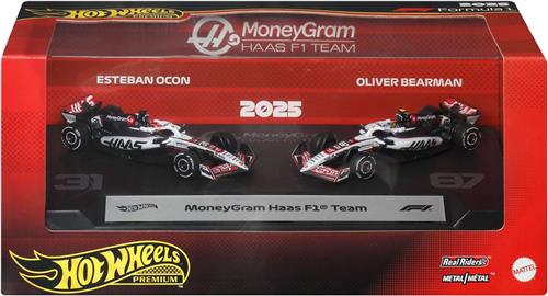 Hot Wheels Formule 1 MoneyGram Haas F1 Team Set van 2 - Esteban Ocon en Oliver Bearman raceauto's