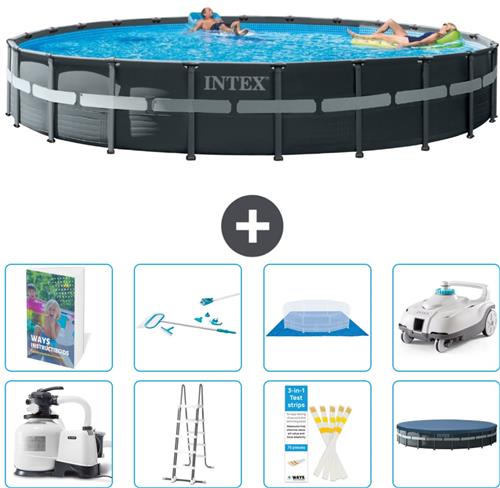 Intex Rond Ultra XTR Frame Zwembad - 732 x 132 cm - Inclusief Pomp - Ladder - Grondzeil - Afdekzeil - Schoonmaakset - Stofzuiger - 9-delig