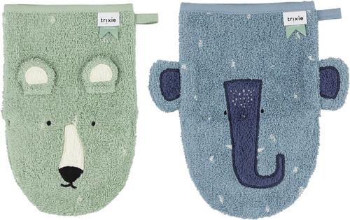Trixie - Washandje 2-pack - Washandjes - Polar Bear Elephant