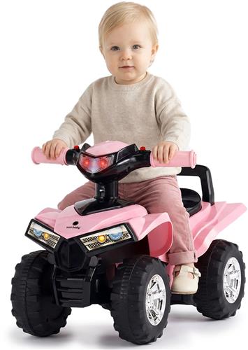 SUN BABY Quad Loopauto Kinderauto Ride-on - Geluiden, LED Verlichting, Opbergruimte - Rosa