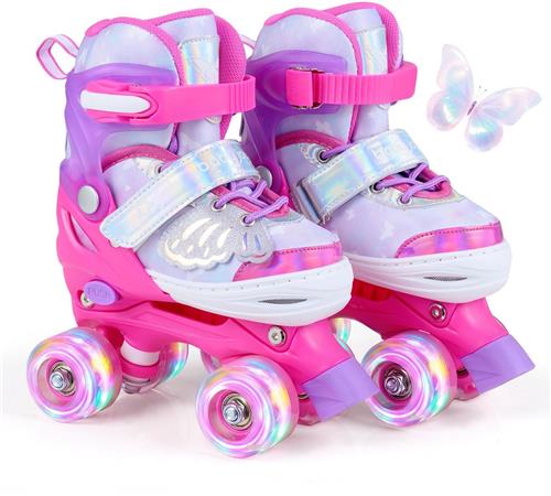 SureDealÂ® - Sportspeelgoed - Verstelbare Rolschaatsen - Verlichte Wielen Kinderrolschaatsen - 35x11x28 cm - Roze