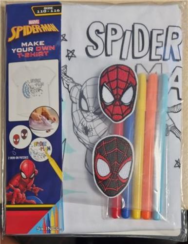 Spiderman T-shirt maken- maak je eigen spiderman T-shirt- kleuren - plakken - maat 110-116