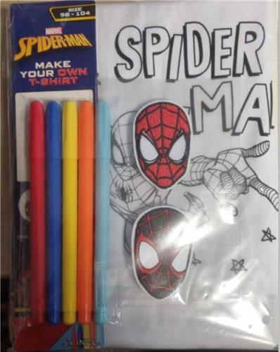 Spiderman T-shirt maken- maak je eigen spiderman T-shirt- kleuren - plakken - maat 98-104