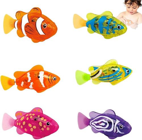 KZQ Sensor-Gestuurde Lichtgevende Badvisjes 6 Stuks  Zwemmen Automatisch Met Led  Interactief Waterspeelgoed Voor Baby Peuter En Kind