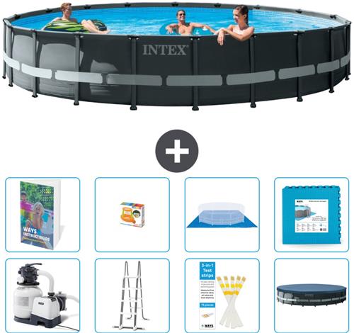 Intex Rond Ultra XTR Frame Zwembad - 610 x 122 cm - Inclusief Pomp - Ladder - Grondzeil - Afdekzeil - Speelgoed - Vloertegels - 9-delig