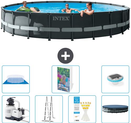 Intex Rond Ultra XTR Frame Zwembad - 610 x 122 cm - Inclusief Pomp - Ladder - Grondzeil - Afdekzeil - Verlichting - 8-delig
