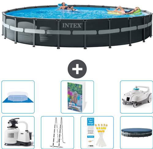 Intex Rond Ultra XTR Frame Zwembad - 732 x 132 cm - Inclusief Pomp - Ladder - Grondzeil - Afdekzeil - Stofzuiger - 8-delig