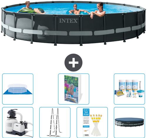 Intex Rond Ultra XTR Frame Zwembad - 610 x 122 cm - Inclusief Pomp - Ladder - Grondzeil - Afdekzeil - Onderhoudspakket - 8-delig