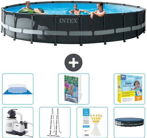 Intex Rond Ultra XTR Frame Zwembad - 610 x 122 cm - Inclusief Pomp - Ladder - Grondzeil - Afdekzeil - Onderhoudspakket - 8-delig