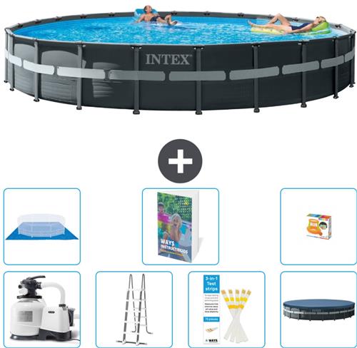 Intex Rond Ultra XTR Frame Zwembad - 732 x 132 cm - Inclusief Pomp - Ladder - Grondzeil - Afdekzeil - Speelgoed - 8-delig