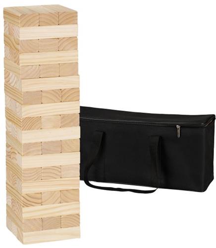 Vallende toren XL - outdoor - met tas - 54 blokken - 63 x 16,5 x 16,5 cm - natuur