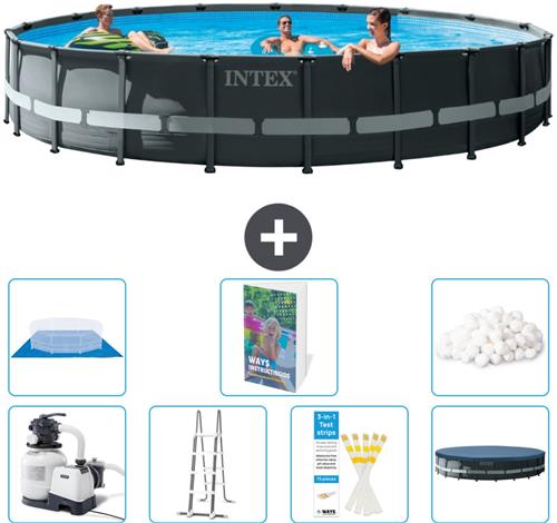 Intex Rond Ultra XTR Frame Zwembad - 610 x 122 cm - Inclusief Pomp - Ladder - Grondzeil - Afdekzeil - Filterbollen - 8-delig
