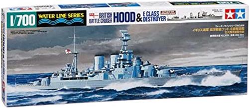 1:700 Tamiya 31806 British Battle Cruiser Hood & E Class Destroyer - Battle of the Denmark Strait Plastic Modelbouwpakket