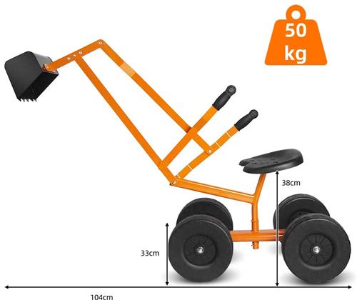 SureDealÂ® - Rijdend speelgoed - Graafmachine Draaibaar Graafmachine - Schep - Wielen Graafmachine - Kinderen Vanaf Jaar - 56x35x104 cm - Oranje