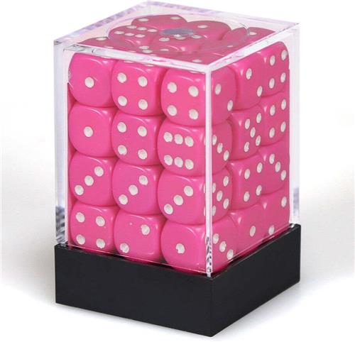 Chessex 36 x D6 Set Opaque 12mm - Pink/White