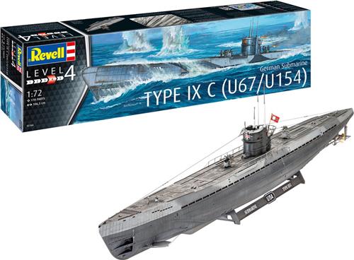 1:72 Revell 05166 German Submarine Type IX C - U67 or U154 Plastic Modelbouwpakket