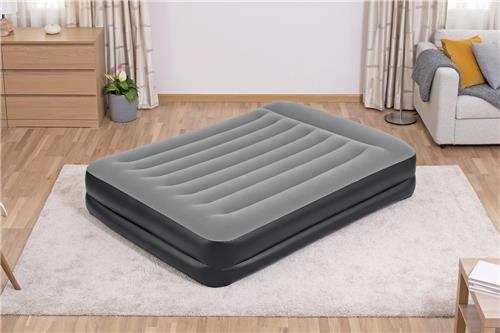 Bestway Luchtbed 2 Persoons - Luchtmatras 203 x 152 x 46 cm - met Ingebouwde Pomp en Leegloopventiel - Tritech Materiaal - Behoud zijn Vorm - Kampeer Accessoires - Zwart/Grijs