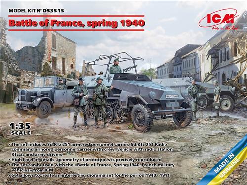 1:35 ICM DS3515 Battle of France spring 1940 German combat vehicles Plastic Modelbouwpakket