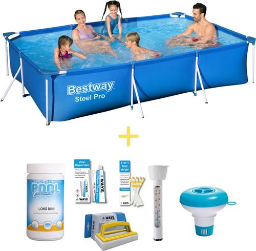 Bestway Zwembad - Steel Pro - 300 x 201 x 66 cm - Inclusief WAYS Onderhoudspakket
