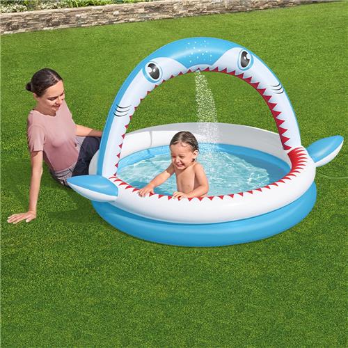 Bestway Sharktastic Opblaasbaar Kinderzwembad met Sproeier 1,63 m x 1,27 m x 92 cm