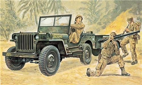 Italeri 314 - Willys MB Jeep with trailer - 1:35 Montagekit Auto