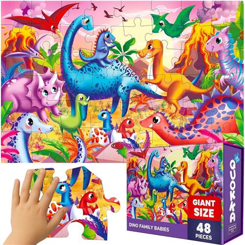 Voerpuzzel voor kat - Vloerpuzzel voor kat - Dino - 60 x 91 cm - Kartonnen Kinderspeelgoed - Voor Kinderen 3-5 Jaar