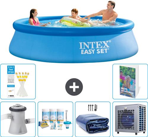 Intex Rond Opblaasbaar Easy Set Zwembad - 305 x 76 cm - Blauw - Inclusief Pomp - Onderhoudspakket - Solarzeil - Warmtepomp - 7-delig