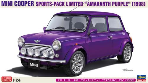 Hasegawa Modelbouwpakket Militaire voertuigen - 20814 Mini Cooper Sports-Pack Limited Amaranth Purple 1998 - Britse Klassieke Auto Plastic - 1:24 - Modelbouw