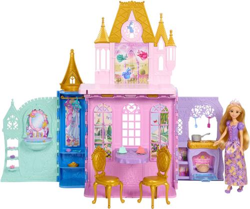 Disney Prinses Rapunzel Pop en Close & Carry Kasteel Speelset - Met 5 speelgebieden en 20 accessoires