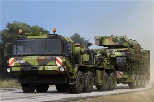 Trumpeter Modelbouwpakket Militaire voertuigen - 01070 FAUN SLT 50-3 Elefant met SaAnh.52t Oplegger - Duitse Zware Tanktransporter Plastic - 1:35 - Modelbouw