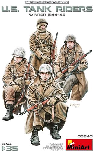 MiniArt Modelbouwpakket Militaire voertuigen - 53045 Amerikaanse Tankrijders WWII - 4 Figuren Plastic - 1:35 - Modelbouw
