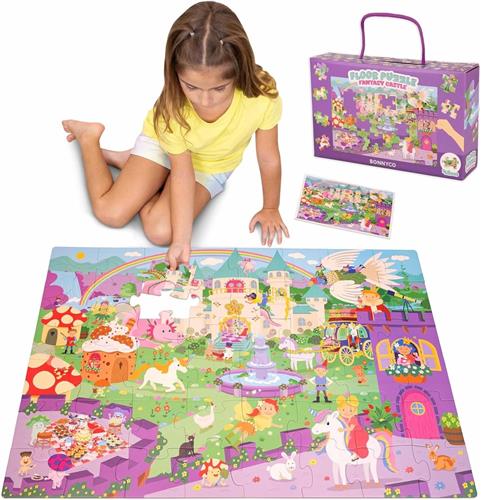 Voerpuzzel voor kat - Fantasie - 92 x 62 cm - Groot Kartonnen Vloerpuzzel met 48 Stukken - Educatief Speelgoed voor Kinderen