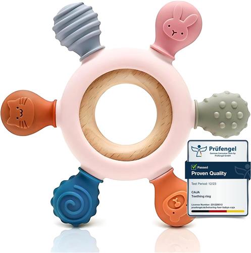 Bijtketting - Roze - 100% Siliconen en FSC-hout - Sensorisch Bijtspeelgoed voor Baby's