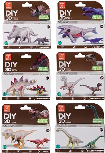 PIA Soft Toys - Speelfiguren - Dino 3D anatomie glow-in-the-dark 6 ass. 6-10 cm