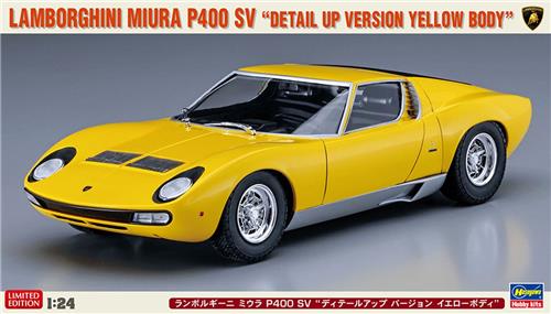 Hasegawa Modelbouwpakket Auto - 20511 Lamborghini Miura P400 SV - Detail Up Version Yellow Body - Italiaanse Sportauto Plastic - 1:24 - Modelbouw