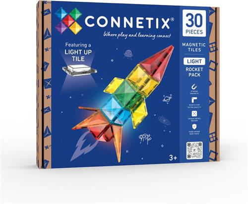 CONNETIX - Magnetisch Tegels - Raketpakket met licht - 30 Stuks - Magnetisch Speelgoed