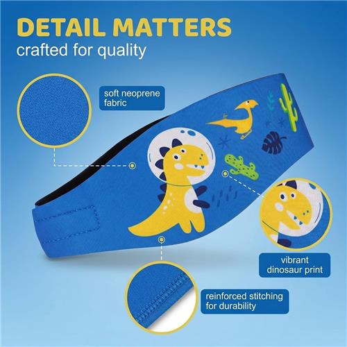 Zwemoordopjes voor kinderen - Blauw - 58 cm - Verstelbare Neopreen Zwemband met Dinosaurusprint - Voor Kinderen