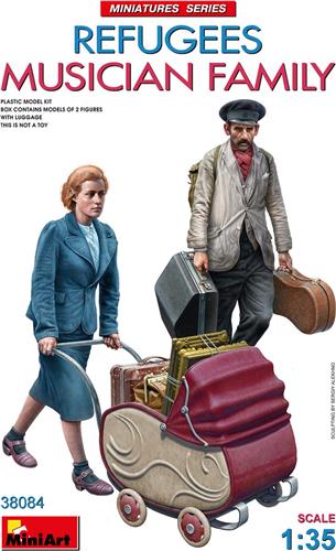 1:35 MiniArt 38084 Vluchtelingen - Muzikanten Familie - 2 Figuren Plastic Modelbouwpakket
