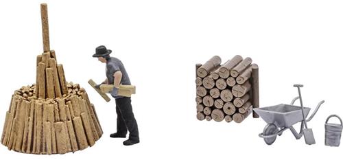 Busch 79941 H0 ACTION set: Houten lagen figuren