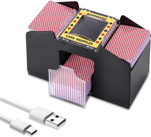 Roulettewiel - Automatische Card Shuffler Machine - Zwart - 21,5 x 14 x 11 cm - ABS Kaartenschudder met USB en Batterijvoeding